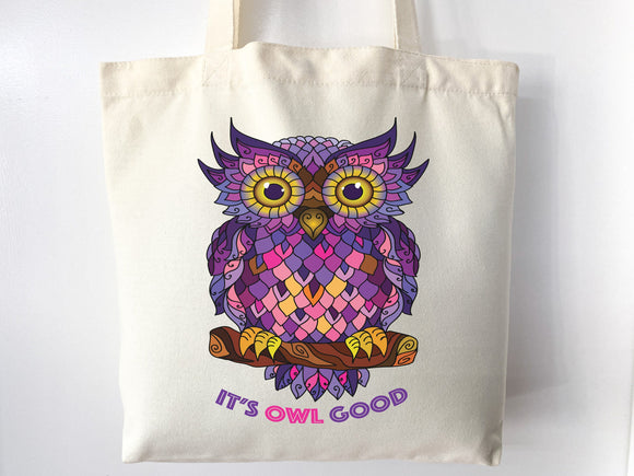 Owl Canvas Tote Bag, Owl Tote Bag, Owl Bag, Handmade Owl Bag, Owl Tote, Everyday Bag, Practical Bag, Shoulder Bag, aesthetic tote bag
