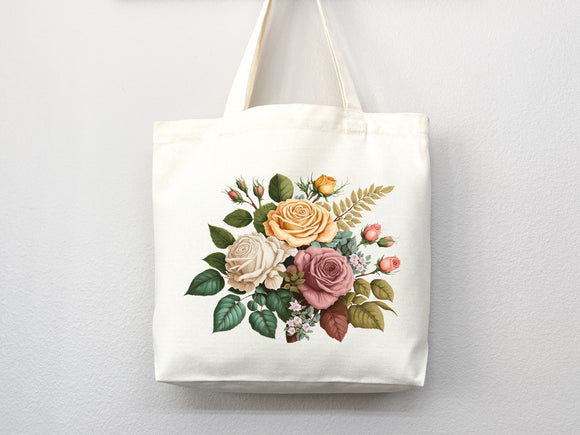 Rose Tote Bag, flower tote bag, tote bag canvas, eco friendly bag, aesthetic tote, reusable bag, floral tote bag,plant lover, flower bag