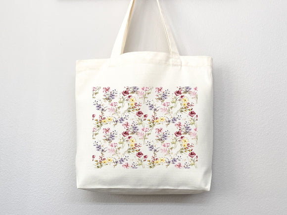 Floral Tote Bag flower tote canvas wildflower bag eco friendly bag aesthetic tote bag reusable bag gift for plant lover tote flower bag cute