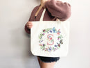 Personalized Flower Tote Bag Bachelorette Gift Bridal Shower Bridal Party Bag Wedding Tote Bag Personalized Canvas Bag Floral Gift for Mom