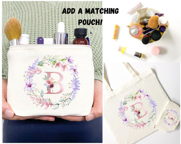 Personalized Flower Tote Bag Bachelorette Gift Bridal Shower Bridal Party Bag Wedding Tote Bag Personalized Canvas Bag Floral Gift for Mom