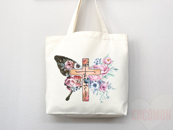 Faith Tote Bag Christian Tote Bag Canvas Gift Religious Gift Scripture Gift Bible Verse Christian Girl Gift Church Gift School Tote Shopper
