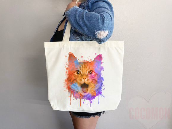 Cat Tote Bag Cat Lover Gift Bag Cat Gift For Mom Cute Cat Gift Funny Canvas Tote Bag Animal Lover Gift Aesthetic Tote Shopper School Tote