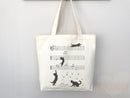 Cat Tote Bag Music Lover Tote Bag Cat Lover Gift Bag Cute Cat Gift For Mom Cute Canvas Tote Bag Animal Lover Gift Aesthetic Tote Shopper Bag