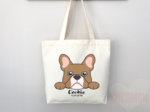 Personalized Dog Mom Tote Bag French Bulldog Lover Custom Dog Lover Gift Tote Bag Reusable Bag Puppy Owner Gift Personalized Dog Lover Gift