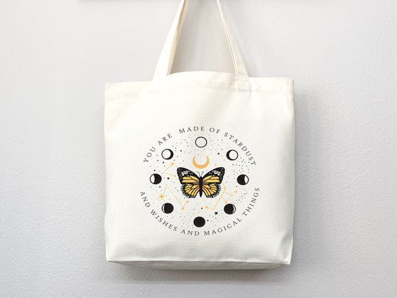 Celestial Canvas Tote Butterfly Bag Moon Lover Star Gift Everyday Tote Eco Friendly Bag Aesthetic Tote Shopper Bag Reusable Grocery Cute Bag