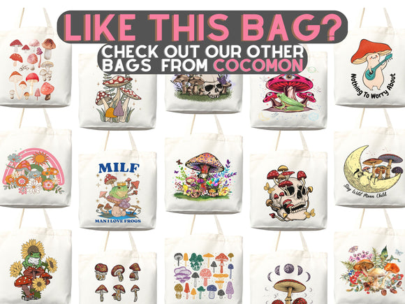 Frog Lover Bag Mushroom Tote bag cottagecore bag canvas tote bag aesthetic tote mushroom gift nature lover gift frog lover gift frog tote