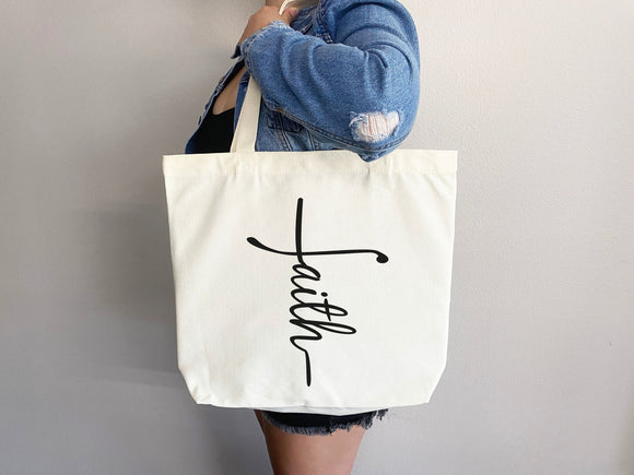 Faith Tote Bag Christian Tote Bag Canvas Gift Religious Gift Scripture Gift Bible Verse Christian Girl Gift Church Gift School Tote Shopper