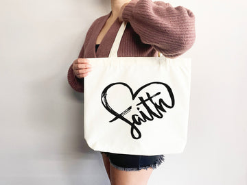Faith Tote Bag Christian Tote Bag Canvas Gift Religious Gift Scripture Gift Bible Verse Christian Girl Gift Church Gift School Tote Shopper