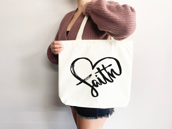 Faith Tote Bag Christian Tote Bag Canvas Gift Religious Gift Scripture Gift Bible Verse Christian Girl Gift Church Gift School Tote Shopper