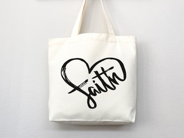 Faith Tote Bag Christian Tote Bag Canvas Gift Religious Gift Scripture Gift Bible Verse Christian Girl Gift Church Gift School Tote Shopper