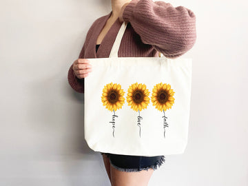 Faith Tote Bag Christian Tote Bag Canvas Gift Religious Gift Scripture Gift Bible Verse Christian Girl Gift Church Gift School Tote Shopper