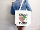 Create A Kinder Planet Tote Bag Canvas Women Tote For Her Cute Tote Bag Reusable Bag Grocery Tote Shopper Everyday Tote Bag Eco Friendly Bag