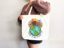Create A Kinder Planet Tote Bag Canvas Women Tote For Her Cute Tote Bag Reusable Bag Grocery Tote Shopper Everyday Tote Bag Eco Friendly Bag