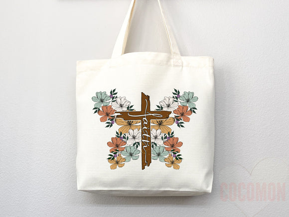 Faith Tote Bag Christian Tote Bag Canvas Gift Religious Gift Scripture Gift Bible Verse Christian Girl Gift Church Gift School Tote Shopper