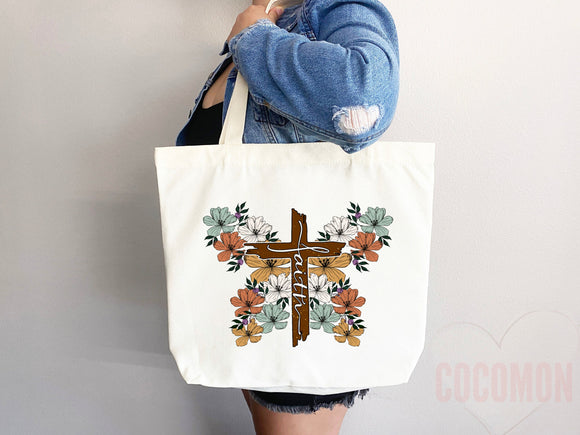 Faith Tote Bag Christian Tote Bag Canvas Gift Religious Gift Scripture Gift Bible Verse Christian Girl Gift Church Gift School Tote Shopper