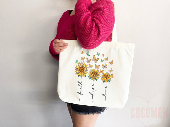 Faith Tote Bag Christian Tote Bag Canvas Gift Religious Gift Scripture Gift Bible Verse Christian Girl Gift Church Gift School Tote Shopper