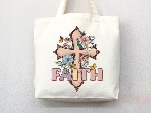 Faith Tote Bag Christian Tote Bag Canvas Gift Religious Gift Scripture Gift Bible Verse Christian Girl Gift Church Gift School Tote Shopper