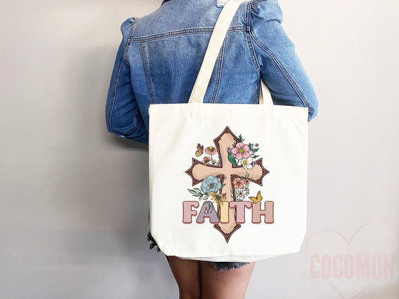 Faith Tote Bag Christian Tote Bag Canvas Gift Religious Gift Scripture Gift Bible Verse Christian Girl Gift Church Gift School Tote Shopper
