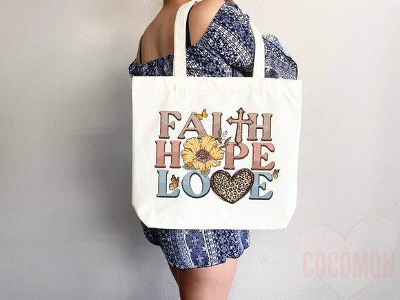 Faith Tote Bag Christian Tote Bag Canvas Gift Religious Gift Scripture Gift Bible Verse Christian Girl Gift Church Gift School Tote Shopper