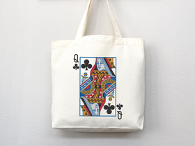 Queen of Clubs Tote Bag — Playing Card Gift (005)