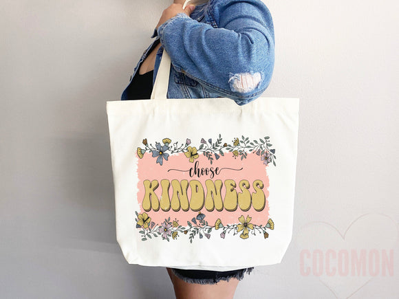 Kindness Tote Bag Canvas Womens Tote For Her Cute Tote Bag Reusable Bag Grocery Tote Shopper Aesthetic Tote Everyday Tote Eco Friendly Bag