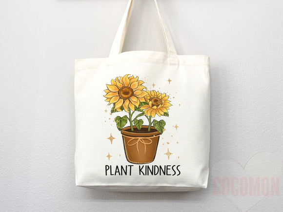 Kindness Tote Bag Floral Bag Flower Tote Canvas Womens Tote For Her Cute Tote Bag Reusable Bag Grocery Tote Shopper Everyday Tote Eco Bag