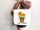 Kindness Tote Bag Floral Bag Flower Tote Canvas Womens Tote For Her Cute Tote Bag Reusable Bag Grocery Tote Shopper Everyday Tote Eco Bag