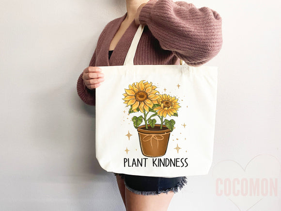 Kindness Tote Bag Floral Bag Flower Tote Canvas Womens Tote For Her Cute Tote Bag Reusable Bag Grocery Tote Shopper Everyday Tote Eco Bag