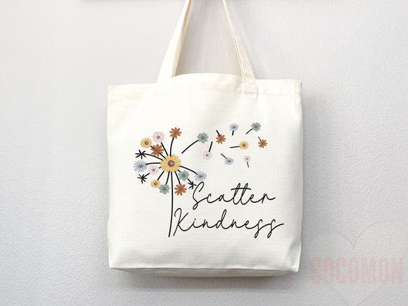 Kindness Tote Bag Floral Bag Flower Tote Canvas Womens Tote For Her Cute Tote Bag Reusable Bag Grocery Tote Shopper Everyday Tote Eco Bag