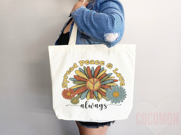 Kindness Tote Bag Floral Bag Flower Tote Canvas Womens Tote For Her Cute Tote Bag Reusable Bag Grocery Tote Shopper Everyday Tote Eco Bag