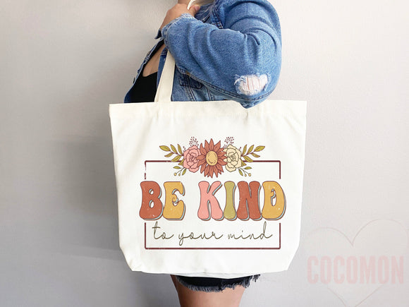 Kindness Tote Bag Floral Bag Flower Tote Canvas Womens Tote For Her Cute Tote Bag Reusable Bag Grocery Tote Shopper Everyday Tote Eco Bag