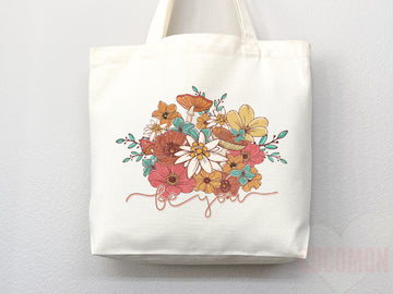 Floral Tote Flower Bag Gift for Floral Lover Flower Lover Gift Bag Womens Tote for Her Cute Tote Bag Reusable Bag Eco Friendly Tote Shopper
