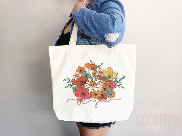 Floral Tote Flower Bag Gift for Floral Lover Flower Lover Gift Bag Womens Tote for Her Cute Tote Bag Reusable Bag Eco Friendly Tote Shopper