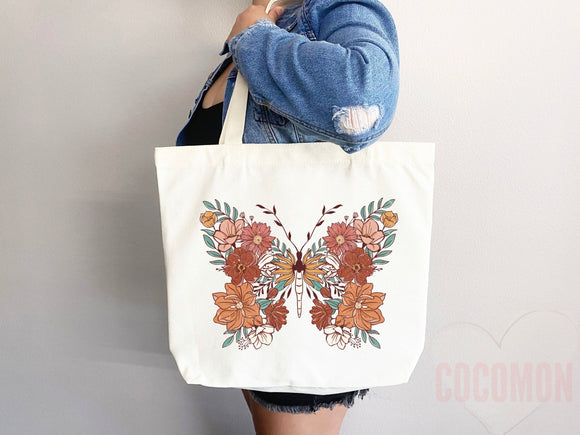 Floral Tote Flower Bag Gift for Floral Lover Flower Lover Gift Bag Womens Tote for Her Cute Tote Bag Reusable Bag Eco Friendly Tote Shopper