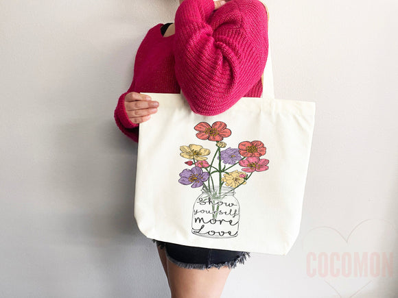 Floral Tote Flower Bag Gift for Floral Lover Flower Lover Gift Bag Womens Tote for Her Cute Tote Bag Reusable Bag Eco Friendly Tote Shopper