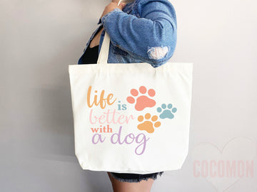 Dog Mom Tote Bag Gift For Dog Mom Animal Lover Tote Shopper Dog Lover Bag New Dog Mom Gift for Her Puppy Mom Tote Shopper Women's Tote Bag