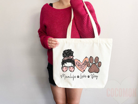 Dog Mom Tote Bag Gift For Dog Mom Animal Lover Tote Shopper Dog Lover Bag New Dog Mom Gift for Her Puppy Mom Tote Shopper Women's Tote Bag