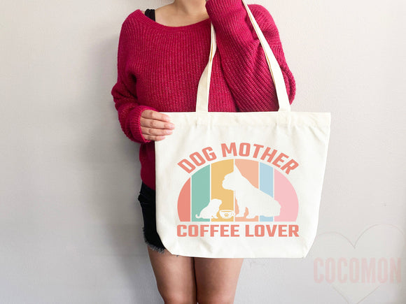 Dog Mom Tote Bag Coffee Lover Gift For Dog Mom Animal Lover Tote Shopper Dog Lover Bag New Dog Mom Gift for Her Puppy Mom Women's Tote Bag