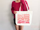 Dog Mom Tote Bag Coffee Lover Gift For Dog Mom Animal Lover Tote Shopper Dog Lover Bag New Dog Mom Gift for Her Puppy Mom Women's Tote Bag