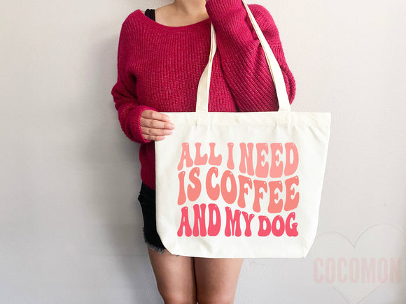 Dog Mom Tote Bag Coffee Lover Gift For Dog Mom Animal Lover Tote Shopper Dog Lover Bag New Dog Mom Gift for Her Puppy Mom Women's Tote Bag