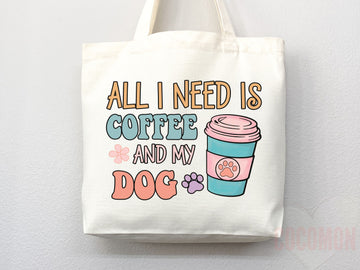 Dog Mom Tote Bag Coffee Lover Gift For Dog Mom Animal Lover Tote Shopper Dog Lover Bag New Dog Mom Gift for Her Puppy Mom Women's Tote Bag