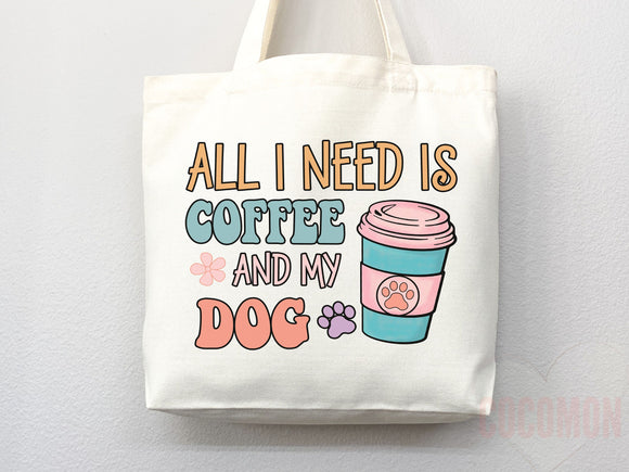 Dog Mom Tote Bag Coffee Lover Gift For Dog Mom Animal Lover Tote Shopper Dog Lover Bag New Dog Mom Gift for Her Puppy Mom Women's Tote Bag