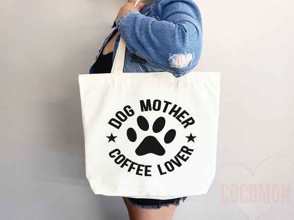 Dog Mom Tote Bag Coffee Lover Gift For Dog Mom Animal Lover Tote Shopper Dog Lover Bag New Dog Mom Gift for Her Puppy Mom Women's Tote Bag