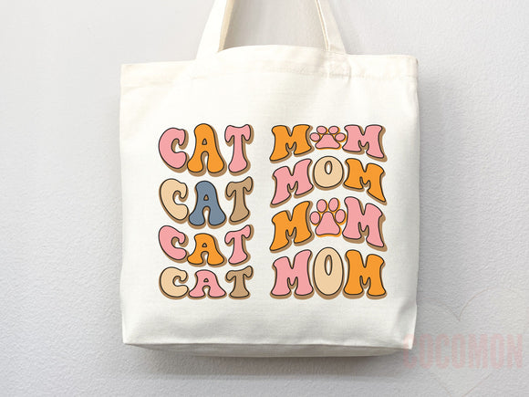 Cat Mom Tote Bag Gift For Cat Mom Animal Lover Tote Shopper Cat Lover Bag New Cat Mom Gift for Her Kitten Mom Tote Shopper Women's Tote Bag