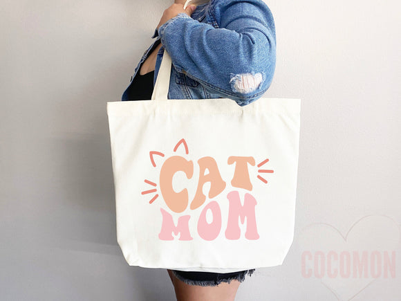 Cat Mom Tote Bag Gift For Cat Mom Animal Lover Tote Shopper Cat Lover Bag New Cat Mom Gift for Her Kitten Mom Tote Shopper Women's Tote Bag