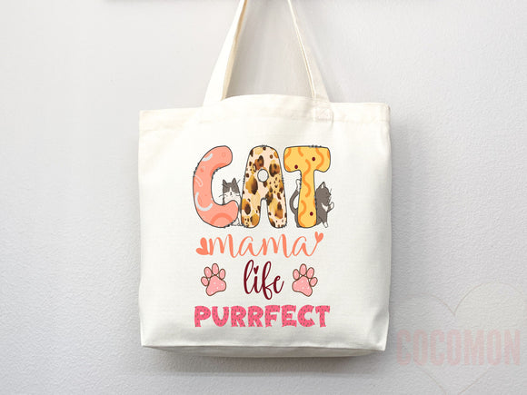 Cat Mom Tote Bag Gift For Cat Mom Animal Lover Tote Shopper Cat Lover Bag New Cat Mom Gift for Her Kitten Mom Tote Shopper Women's Tote Bag