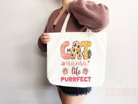 Cat Mom Tote Bag Gift For Cat Mom Animal Lover Tote Shopper Cat Lover Bag New Cat Mom Gift for Her Kitten Mom Tote Shopper Women's Tote Bag