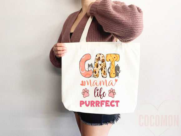 Cat Mom Tote Bag Gift For Cat Mom Animal Lover Tote Shopper Cat Lover Bag New Cat Mom Gift for Her Kitten Mom Tote Shopper Women's Tote Bag