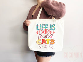 Cat Mom Tote Bag Gift For Cat Mom Animal Lover Tote Shopper Cat Lover Bag New Cat Mom Gift for Her Kitten Mom Tote Shopper Women's Tote Bag